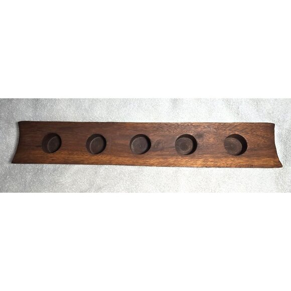 Wooden 5-Slot Tea Light Candle Shot Glass Holder Rectangular Made in Thailand - Picture 1 of 10